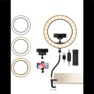 Webcam with light stand and phone holder